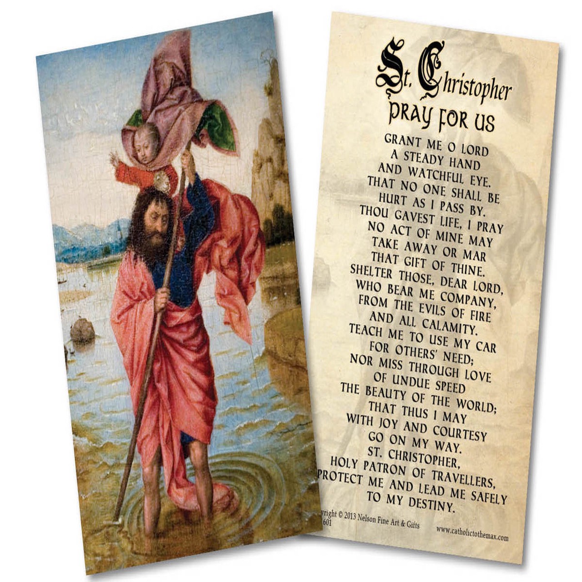 St. Christopher with Jesus Holy Card