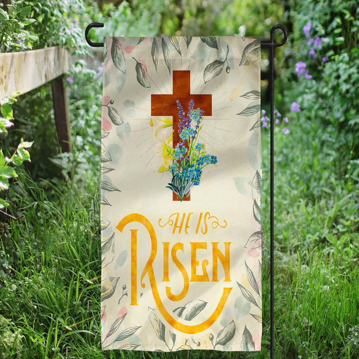 He is Risen Outdoor Garden Flag