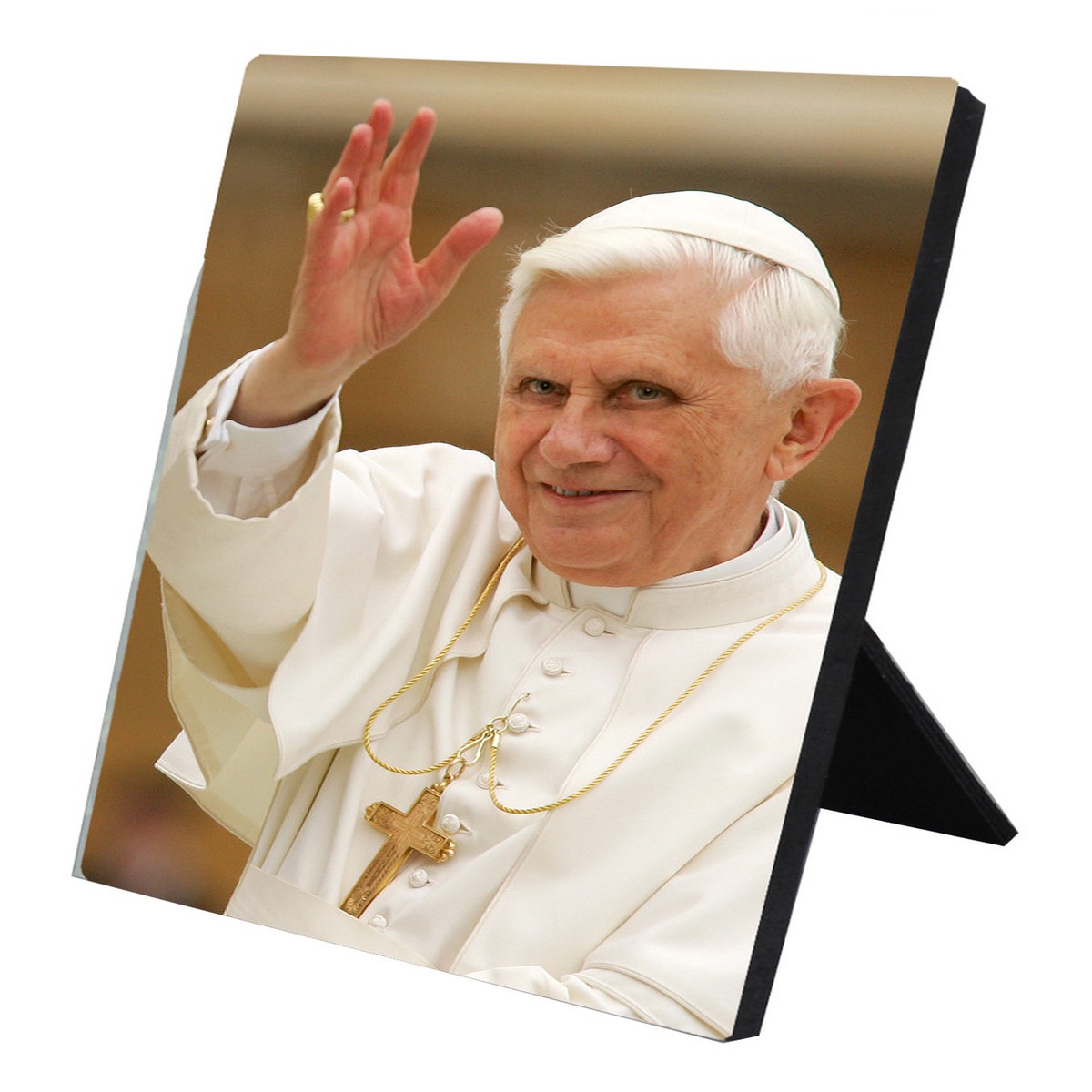 Pope Benedict Waving Vertical Desk Plaque