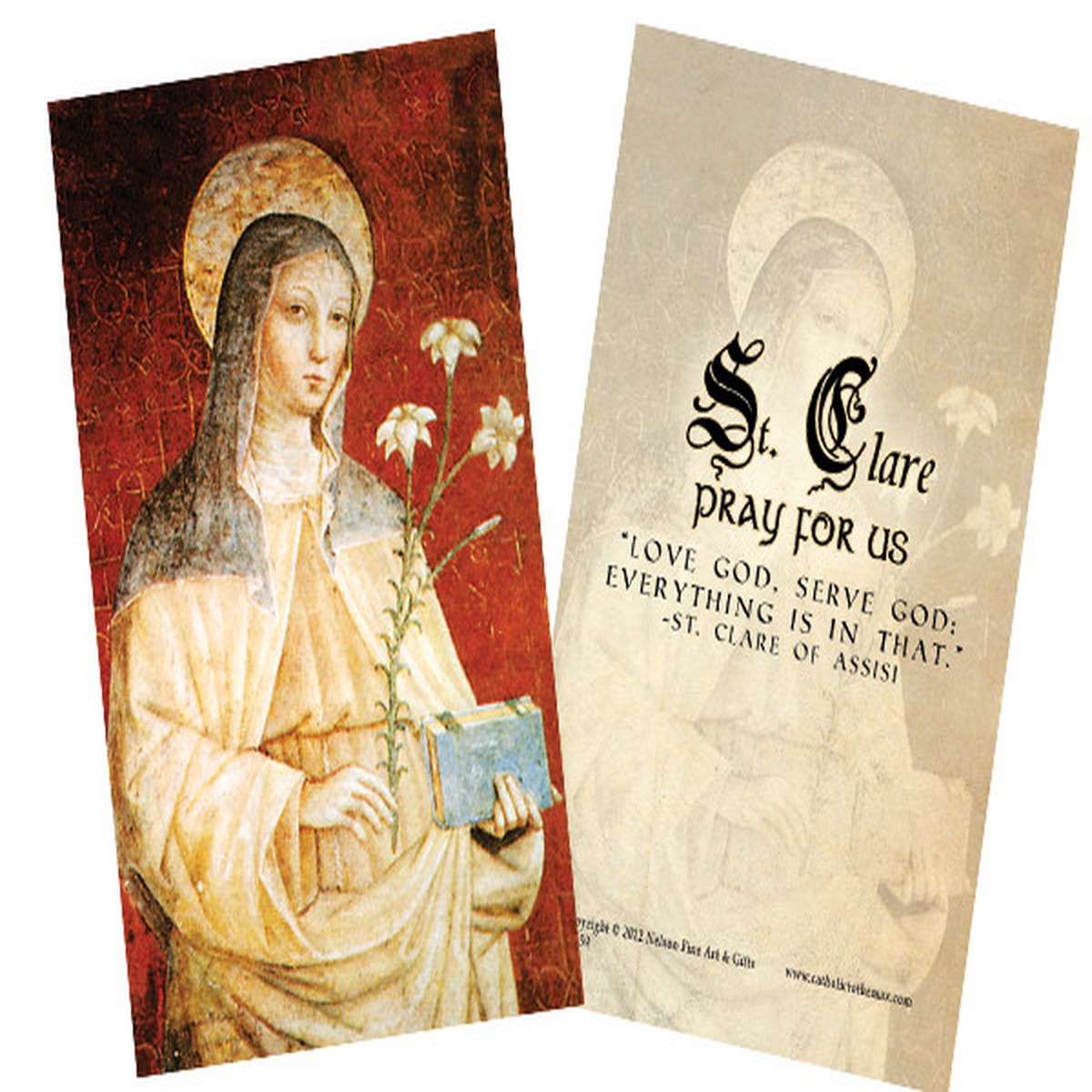St. Clare (Red) Holy Card