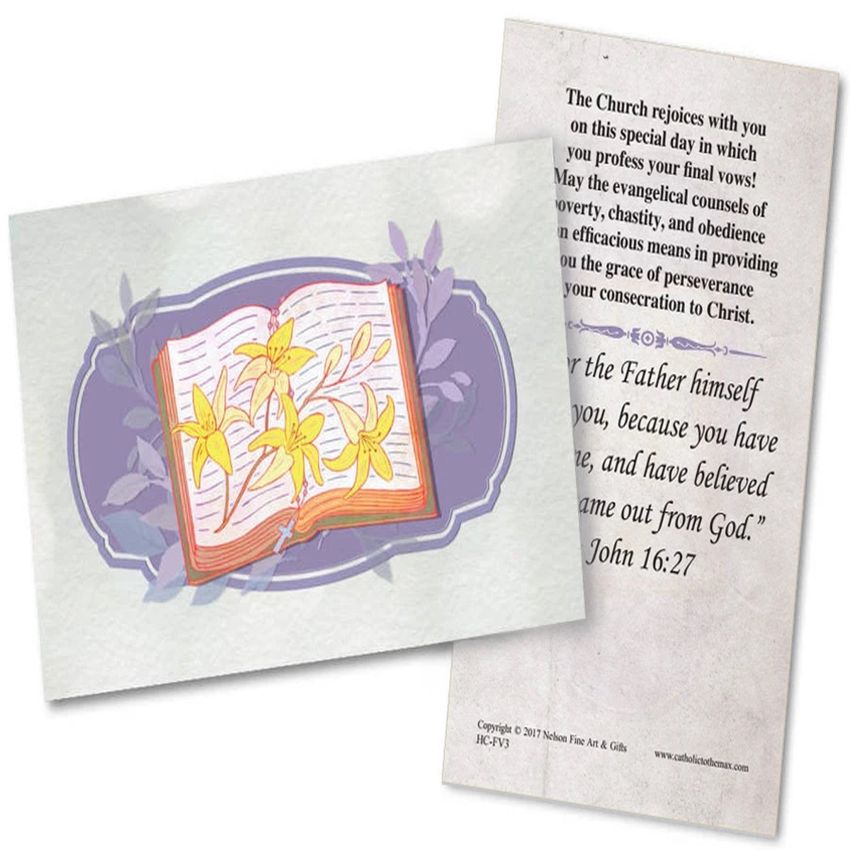 God's Service Final Vows Holy Card