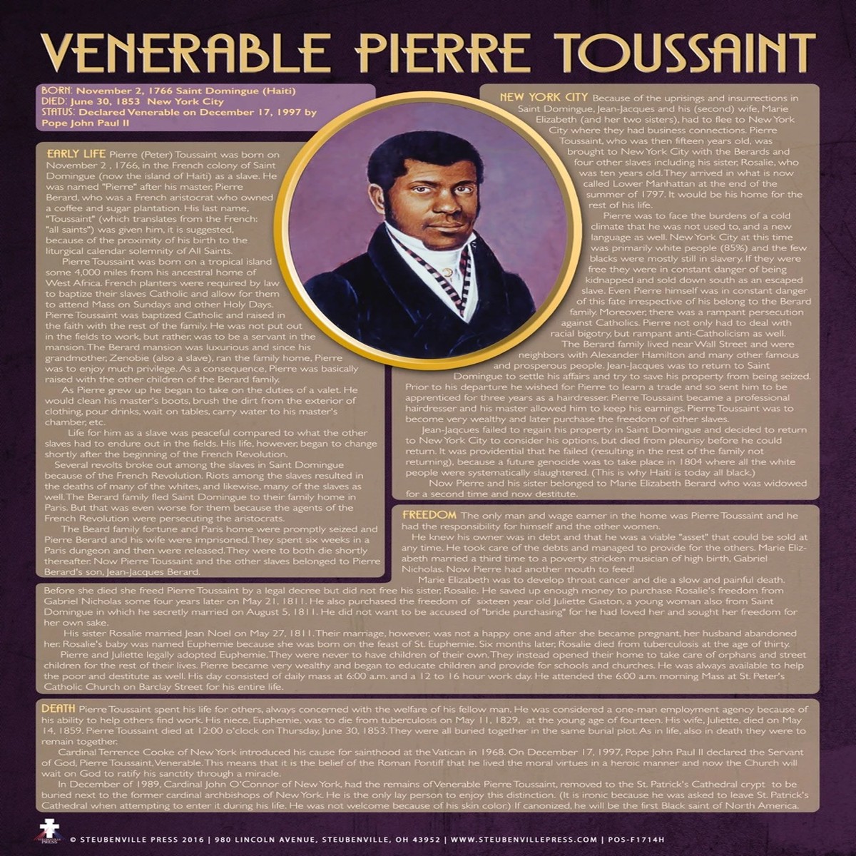 Venerable Pierre Toussaint Explained Poster