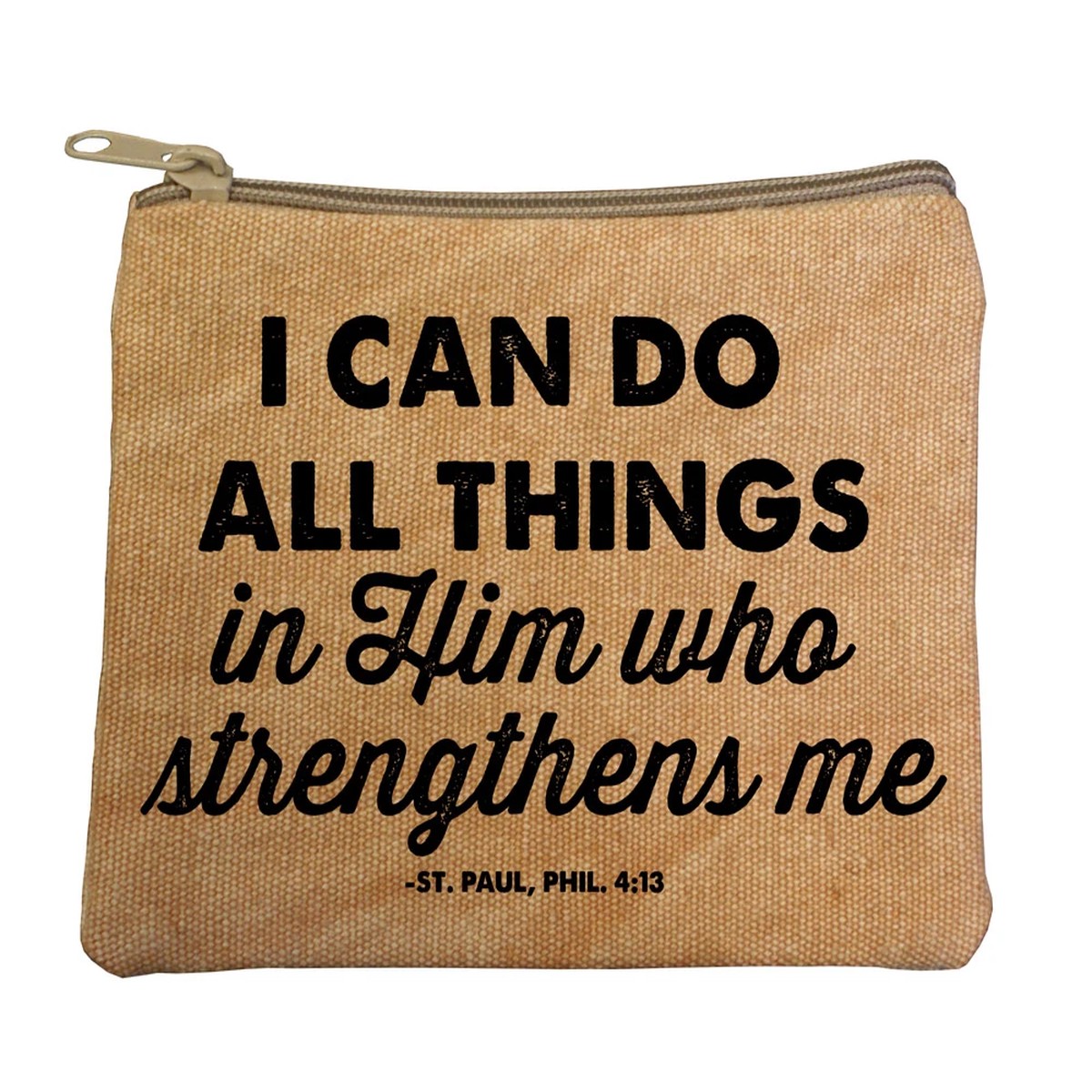 "I Can Do All Things" Large Tan Rosary Bag