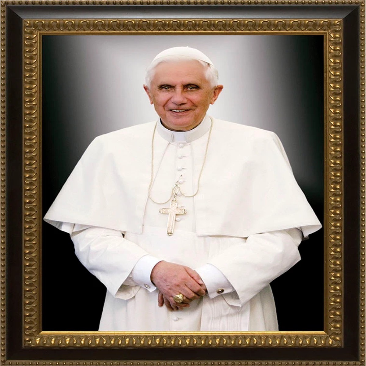 Pope Benedict Formal - Ornate Dark Framed Canvas