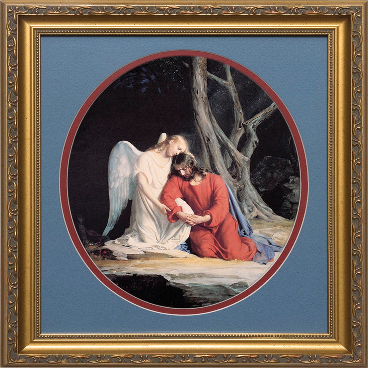 Gethsemane Oval Matted - Gold Framed Art