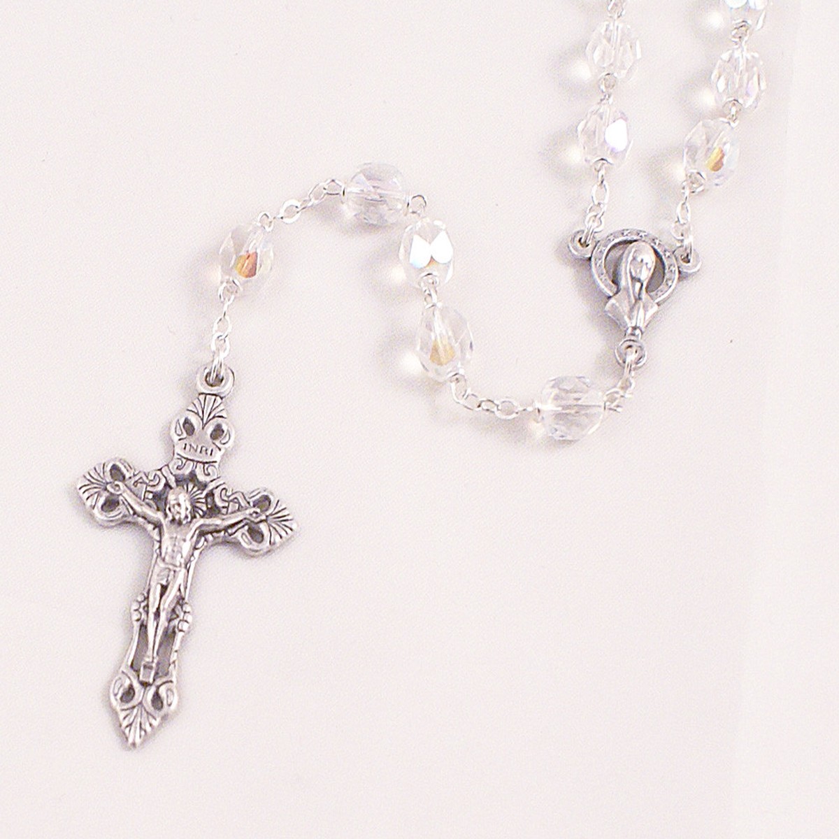 Clear 6mm Glass Bead Rosary