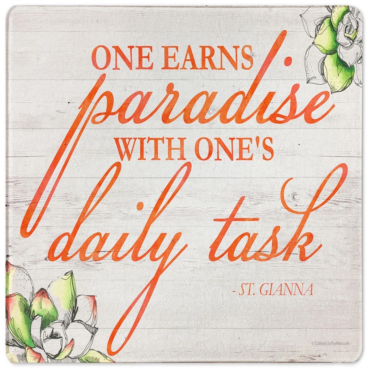 "One Earns Paradise" Rectangular Glass Cutting Board