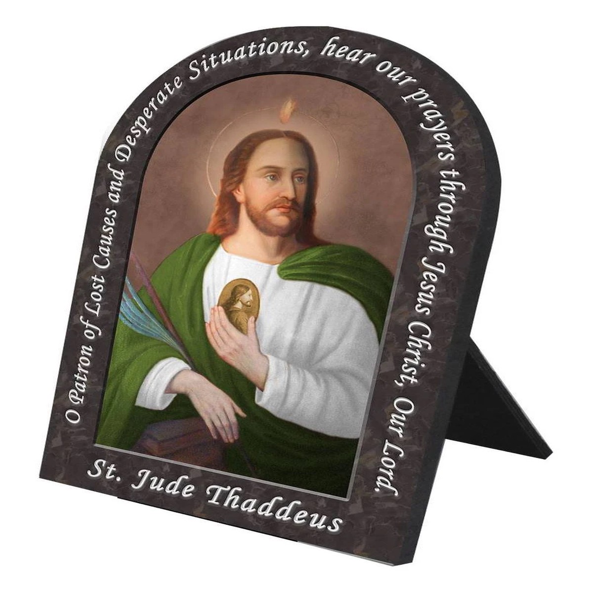 Saint Jude with Prayer Arched Desk Plaque
