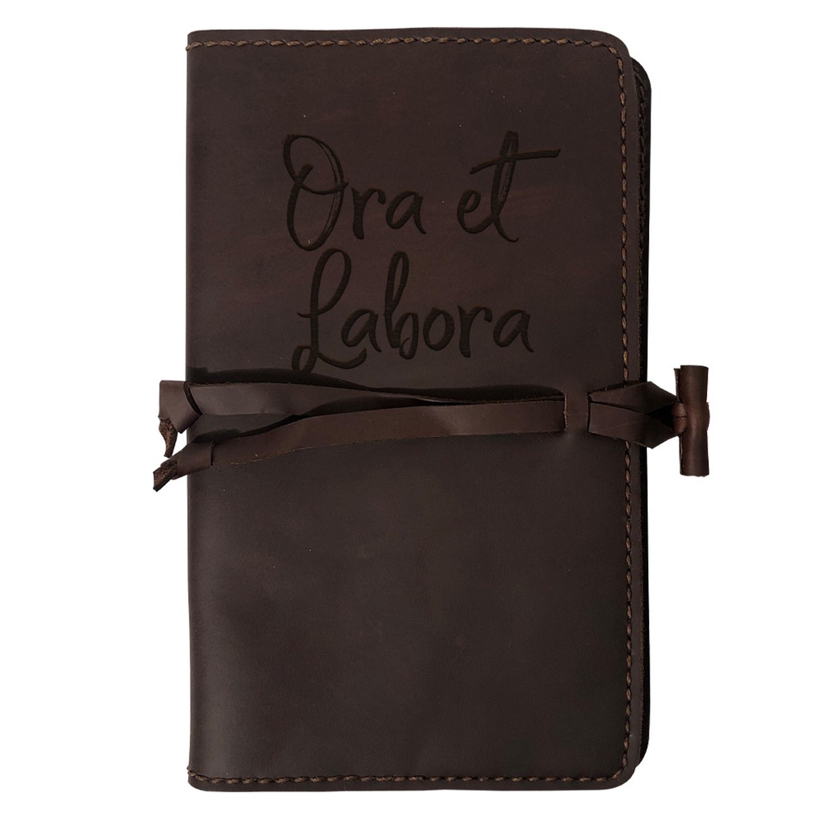 "Ora et Labora" Rustic Leather Journal Cover