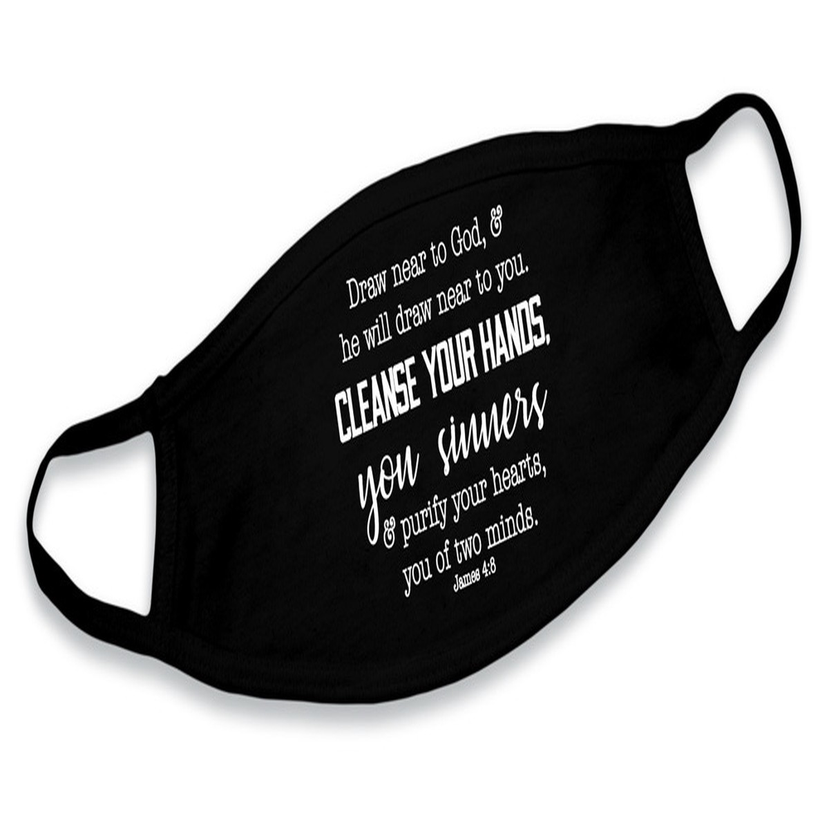 "Cleanse Your Hands" Black Cotton Face Mask