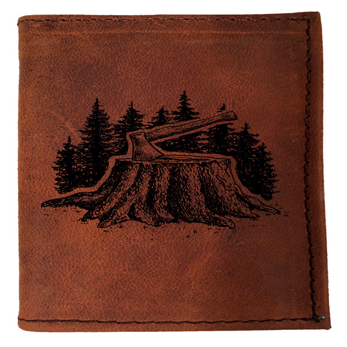 CORAGGIO Axe & Stump Tri-Fold Leather Wallet