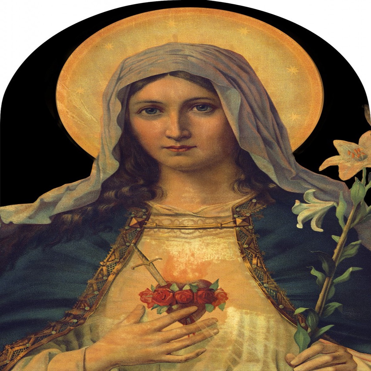 Antique Immaculate Heart Arched Magnet