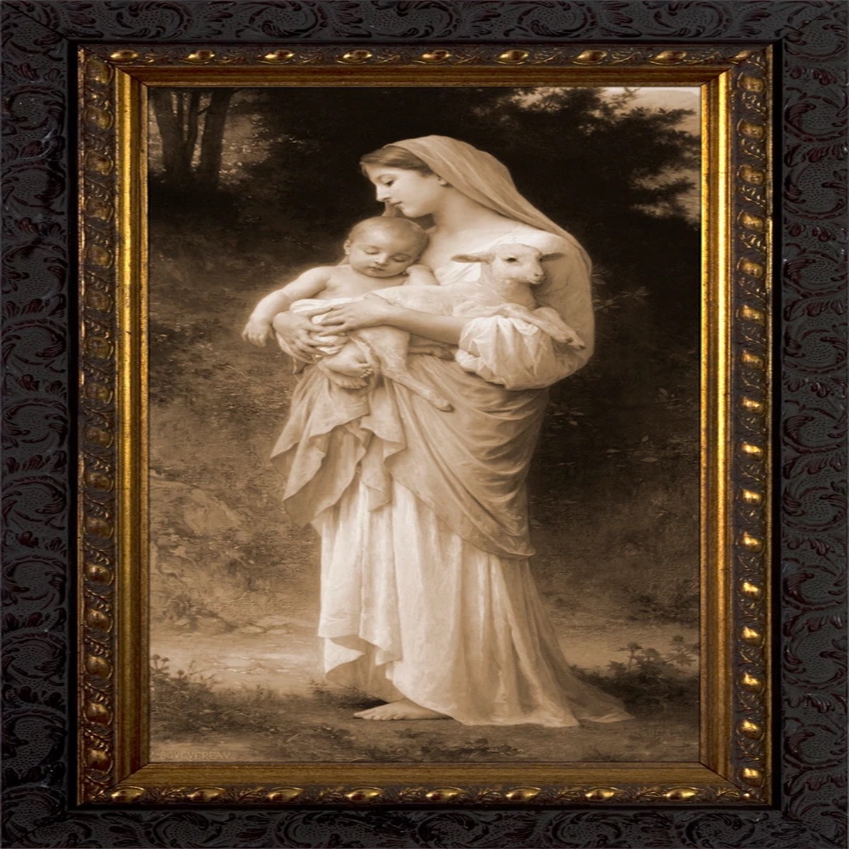 L'Innocence by Bouguereau - Sepia Framed Art