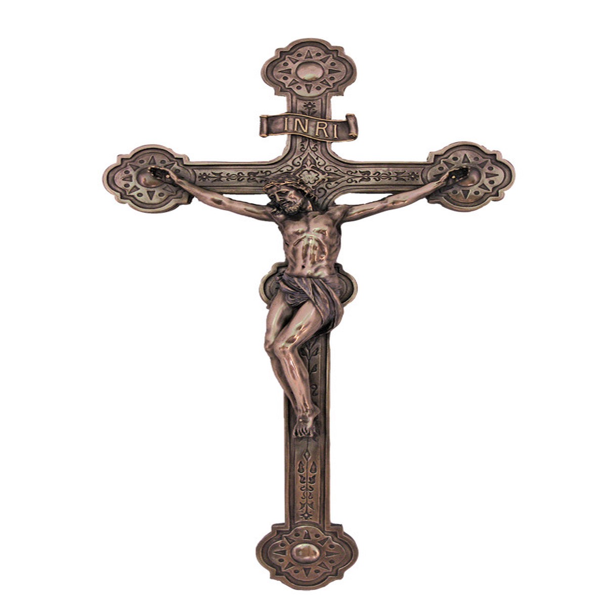 Ornate Bronze Crucifix - 16"