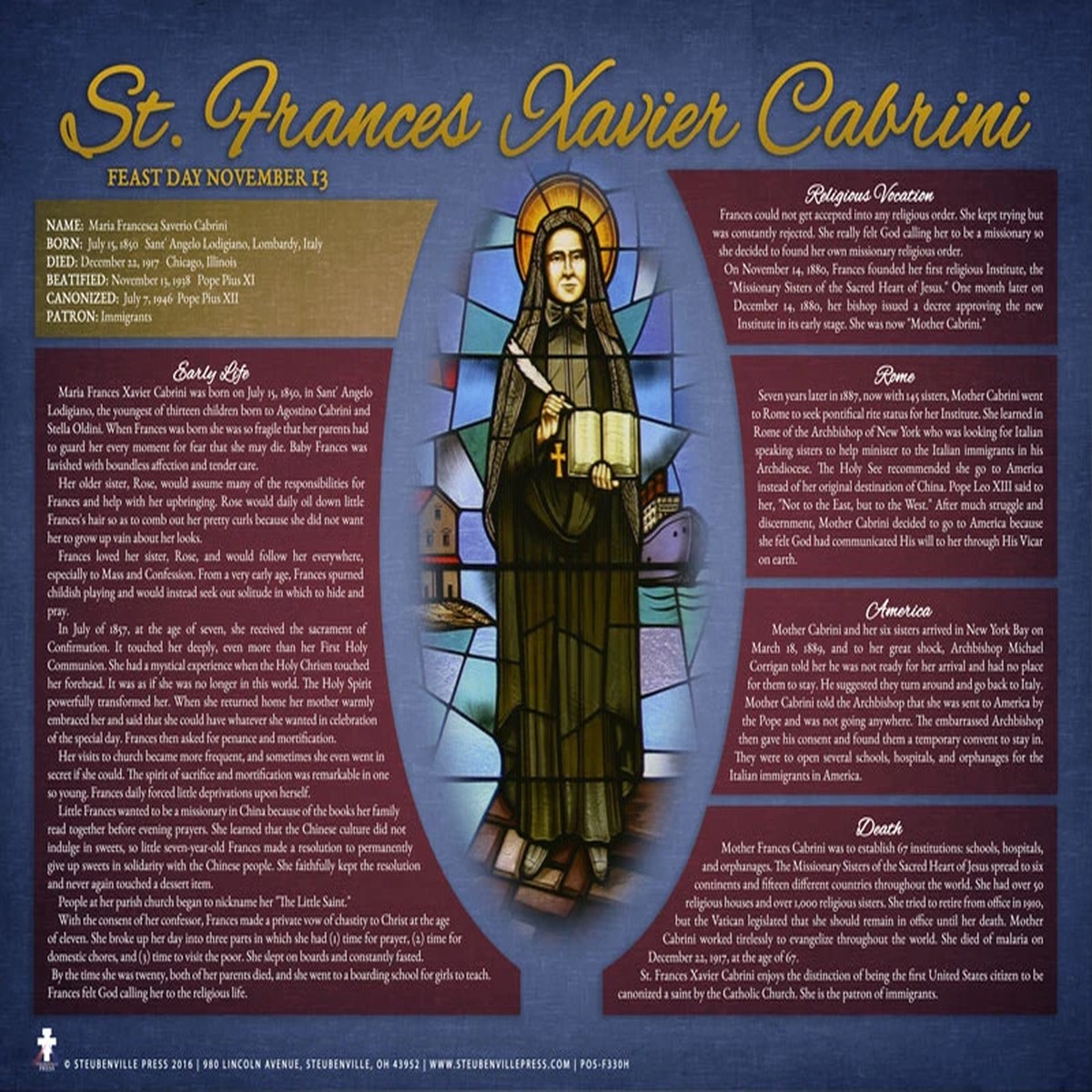 St. Frances Xavier Cabrini Explained Poster