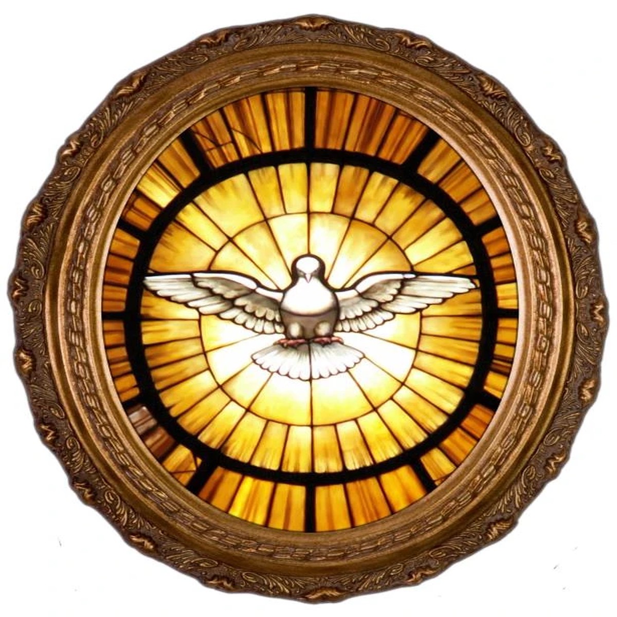 Stained Glass Dove - Oval Framed Canvas