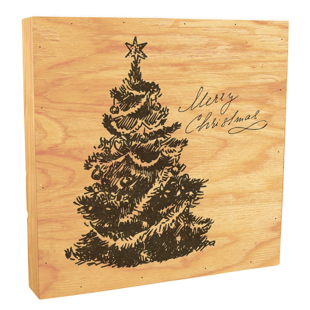 "Merry Christmas" with Tree Rustic Box Art