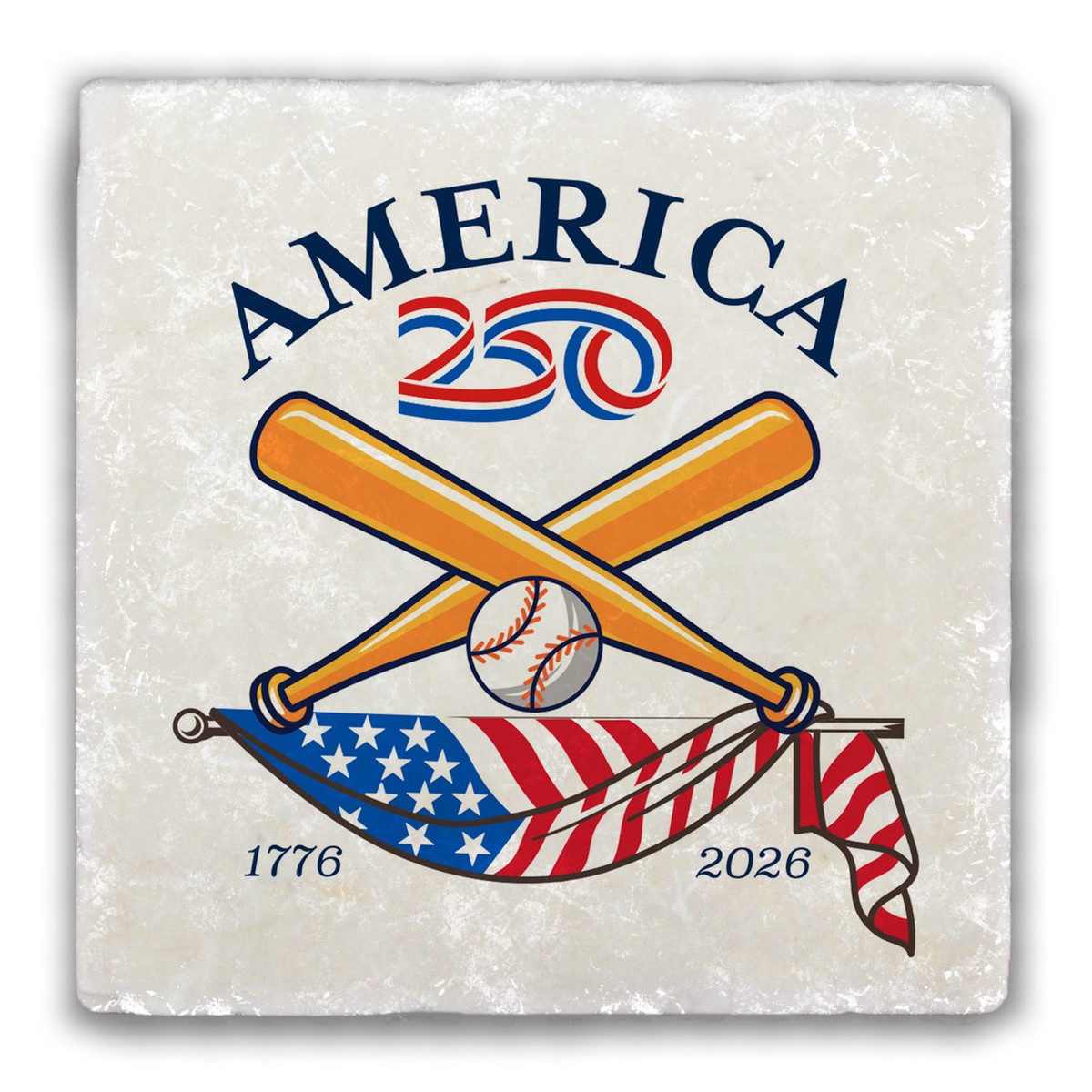 America250 Baseball Tumbled Stone Coaster