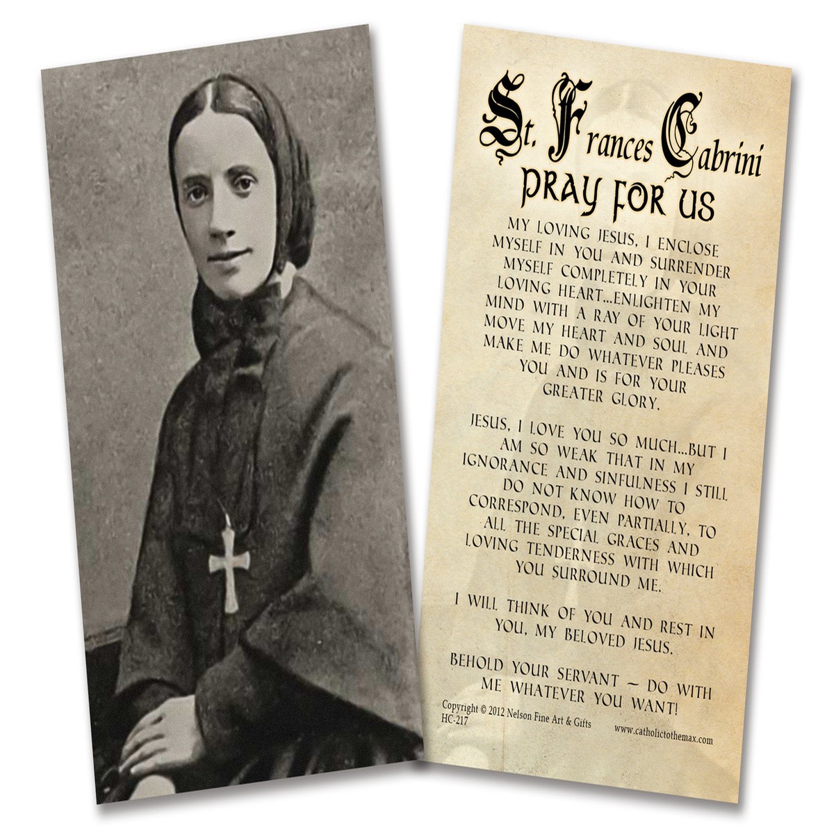 St. Frances Cabrini Holy Card