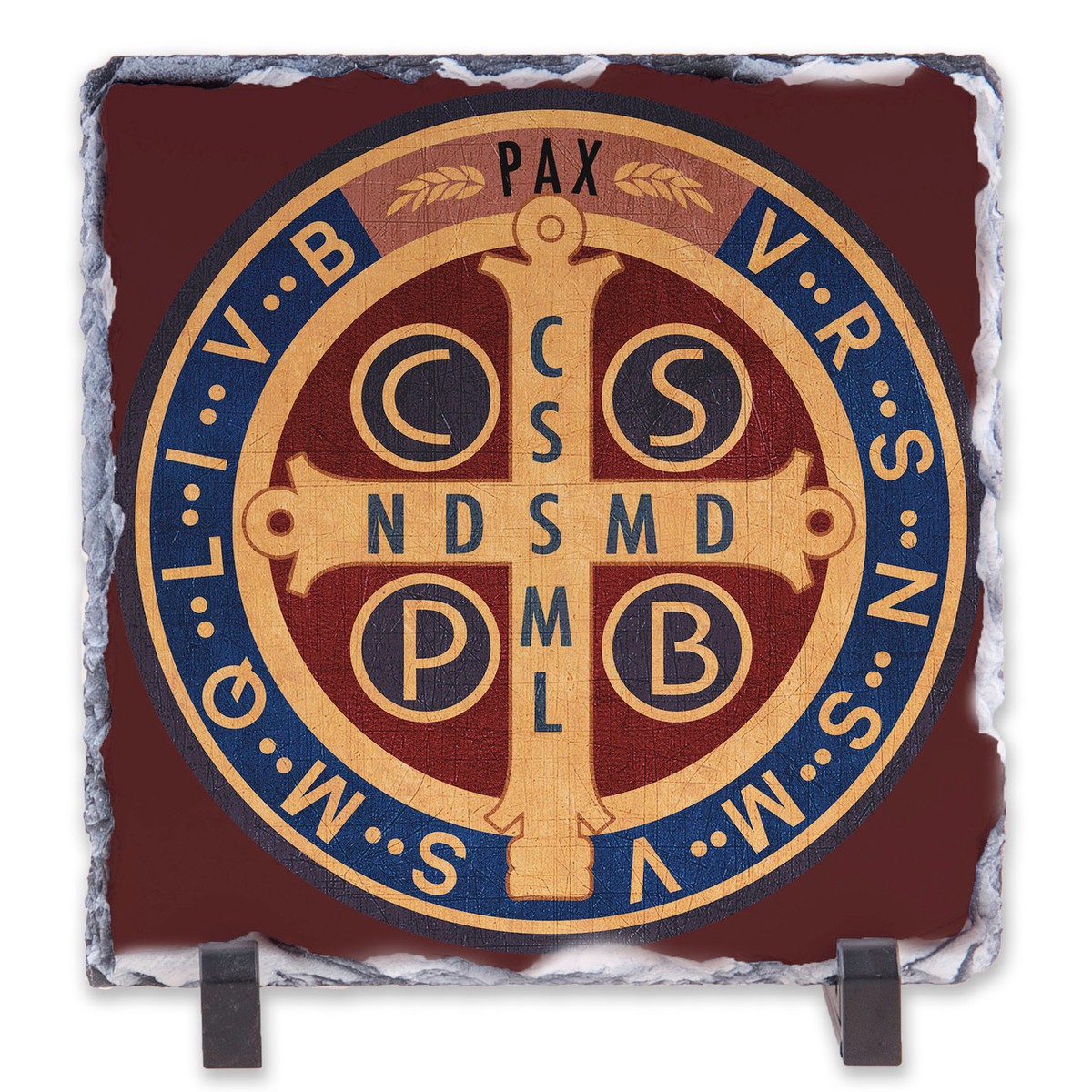 Benedictine Medal Square Slate Tile