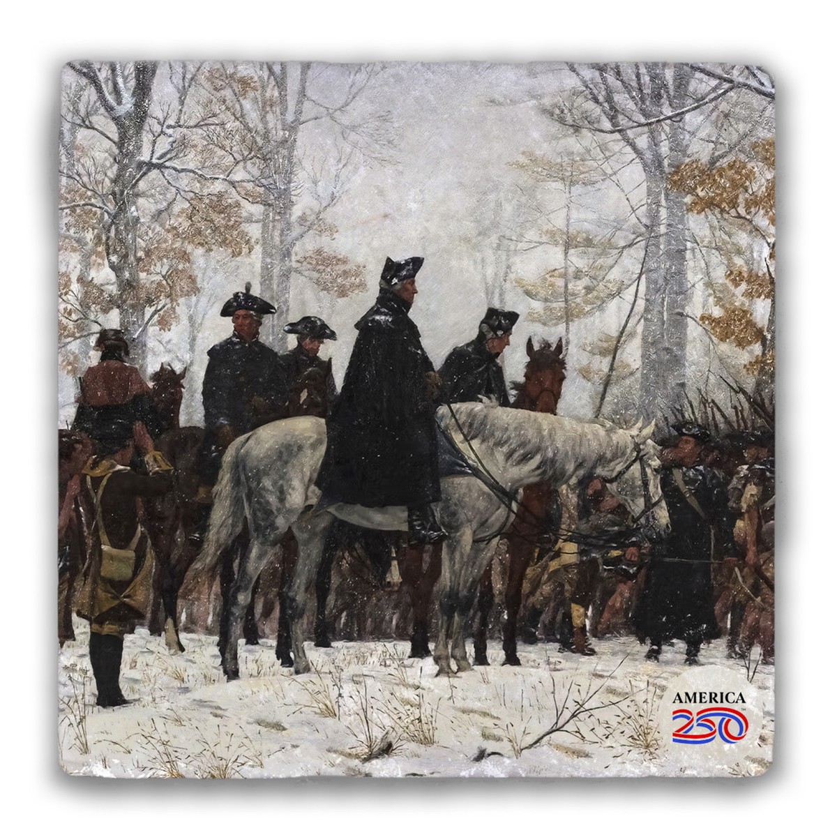 The March to Valley Forge Tumbled Stone Coaster