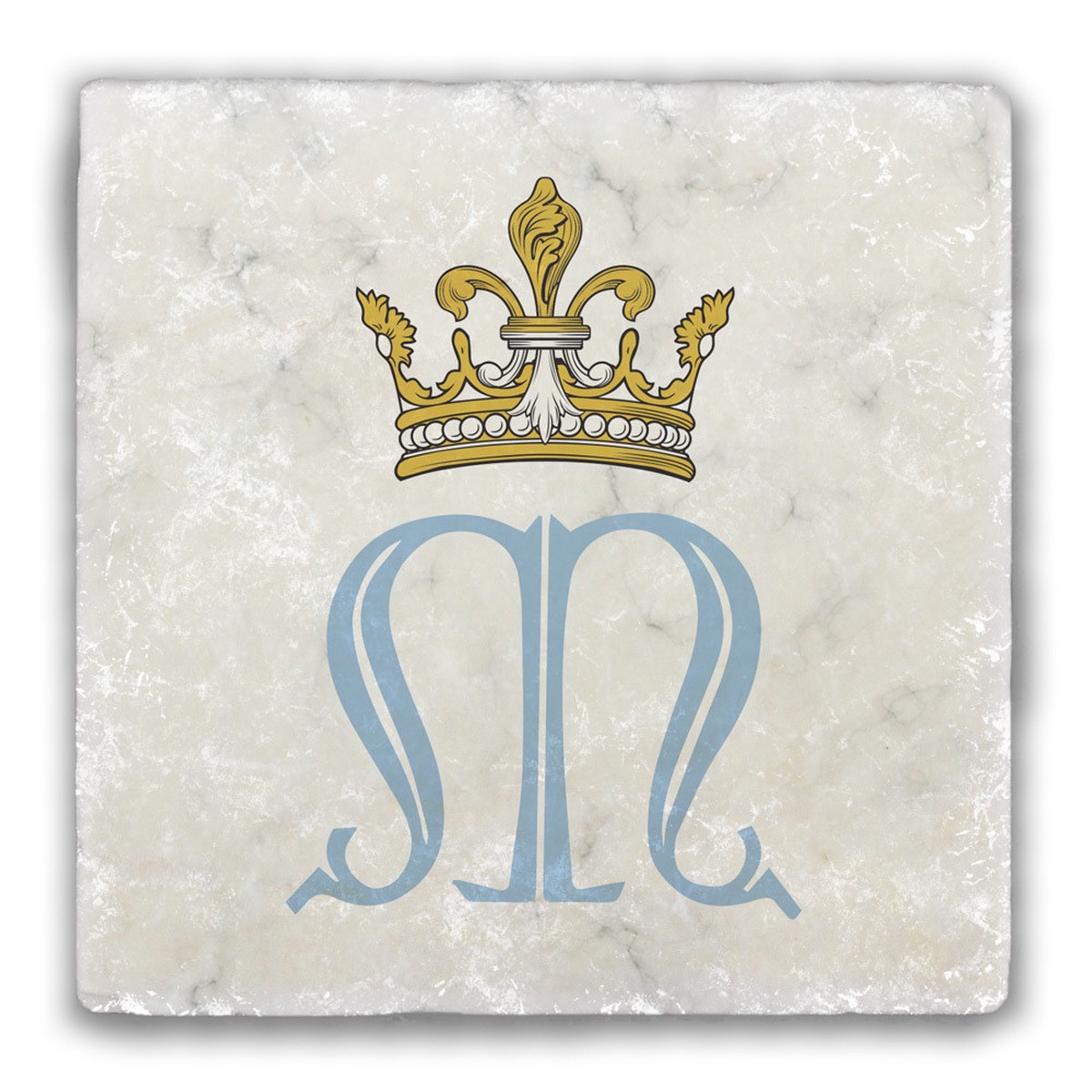 Fluted Marian Symbol Tumbled Stone Tile