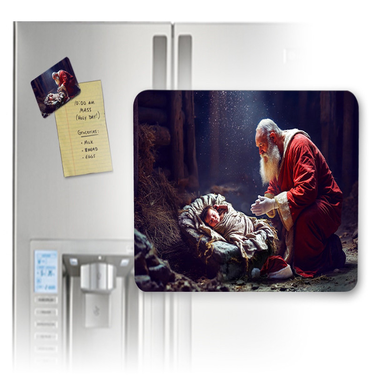 Santa at the Manger Magnet