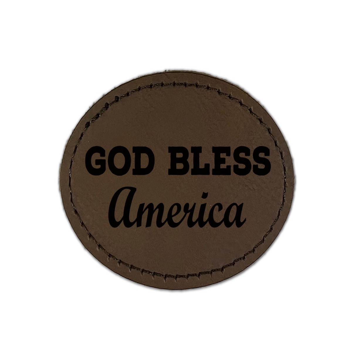"God Bless America" Iron-On Oval Leather Patch