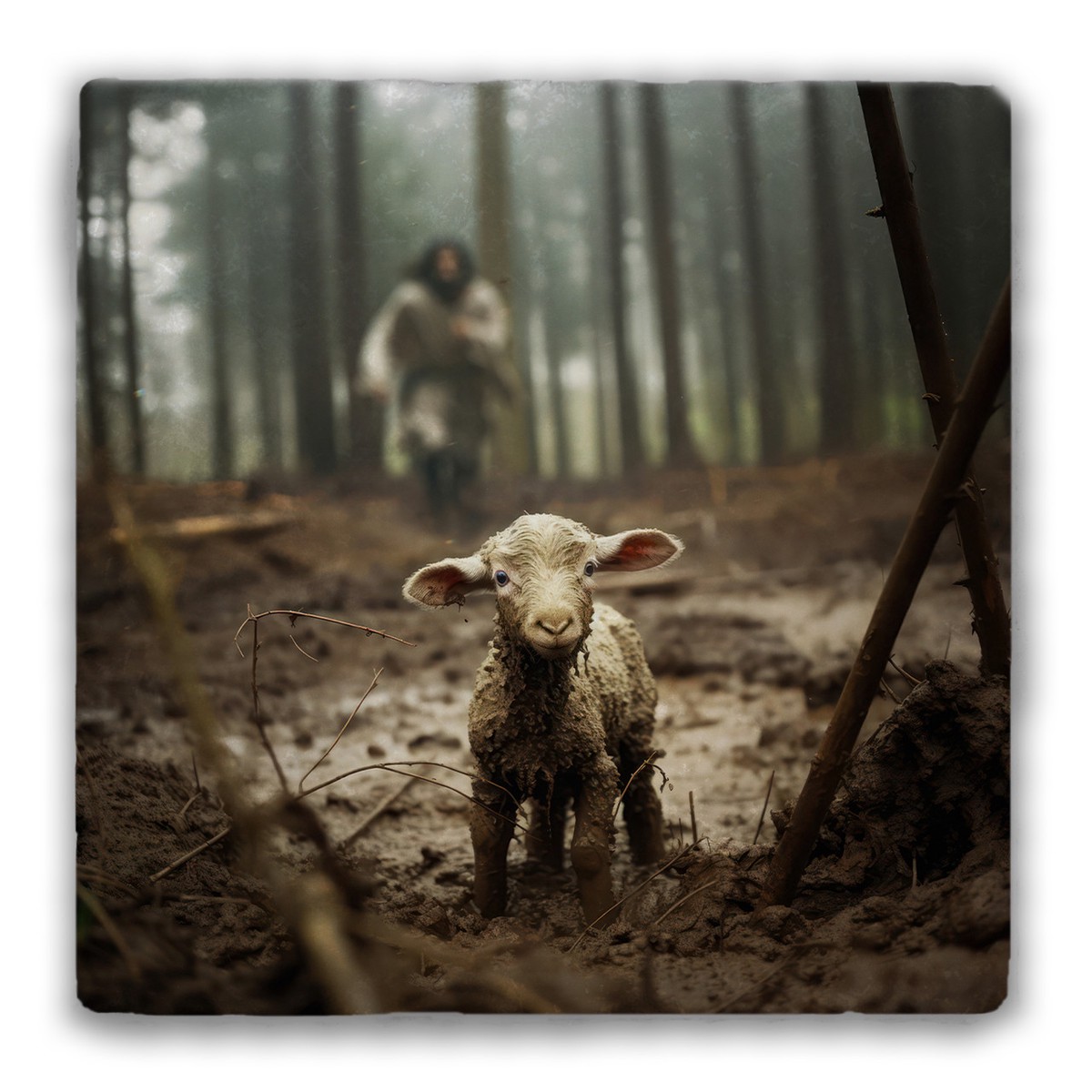 The Lost Sheep Tumbled Stone Coaster