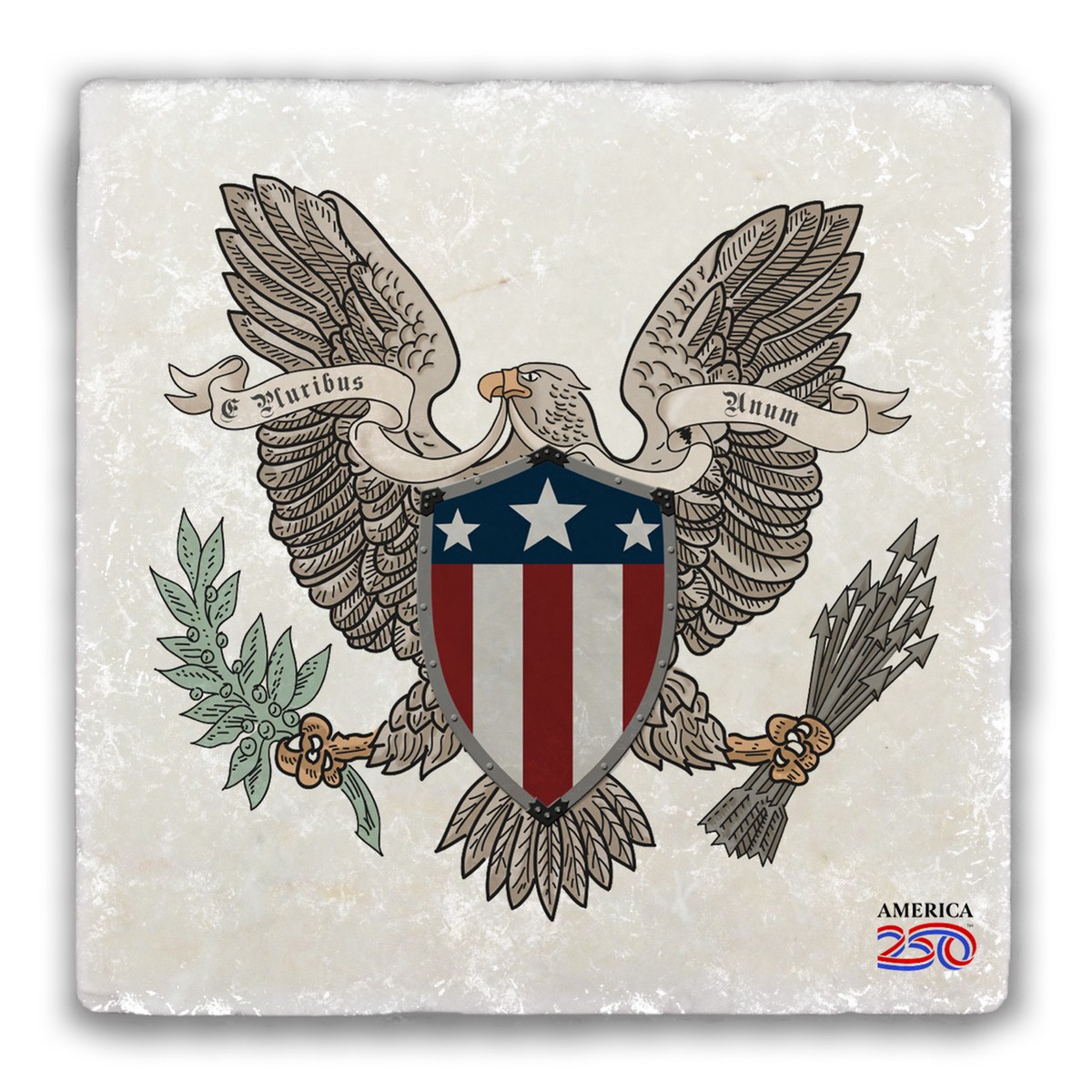 Vintage American Eagle Tumbled Stone Coaster