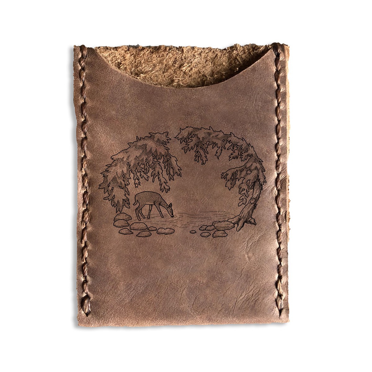 CORAGGIO Deer at the Stream Leather Card Holder