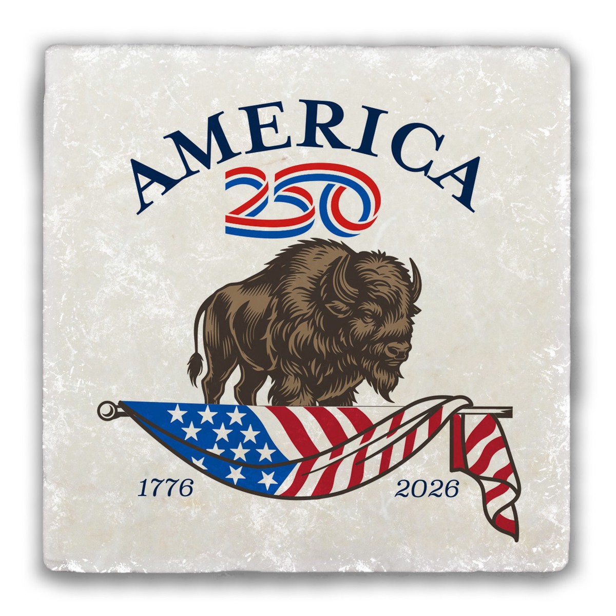 America250 Buffalo Tumbled Stone Coaster