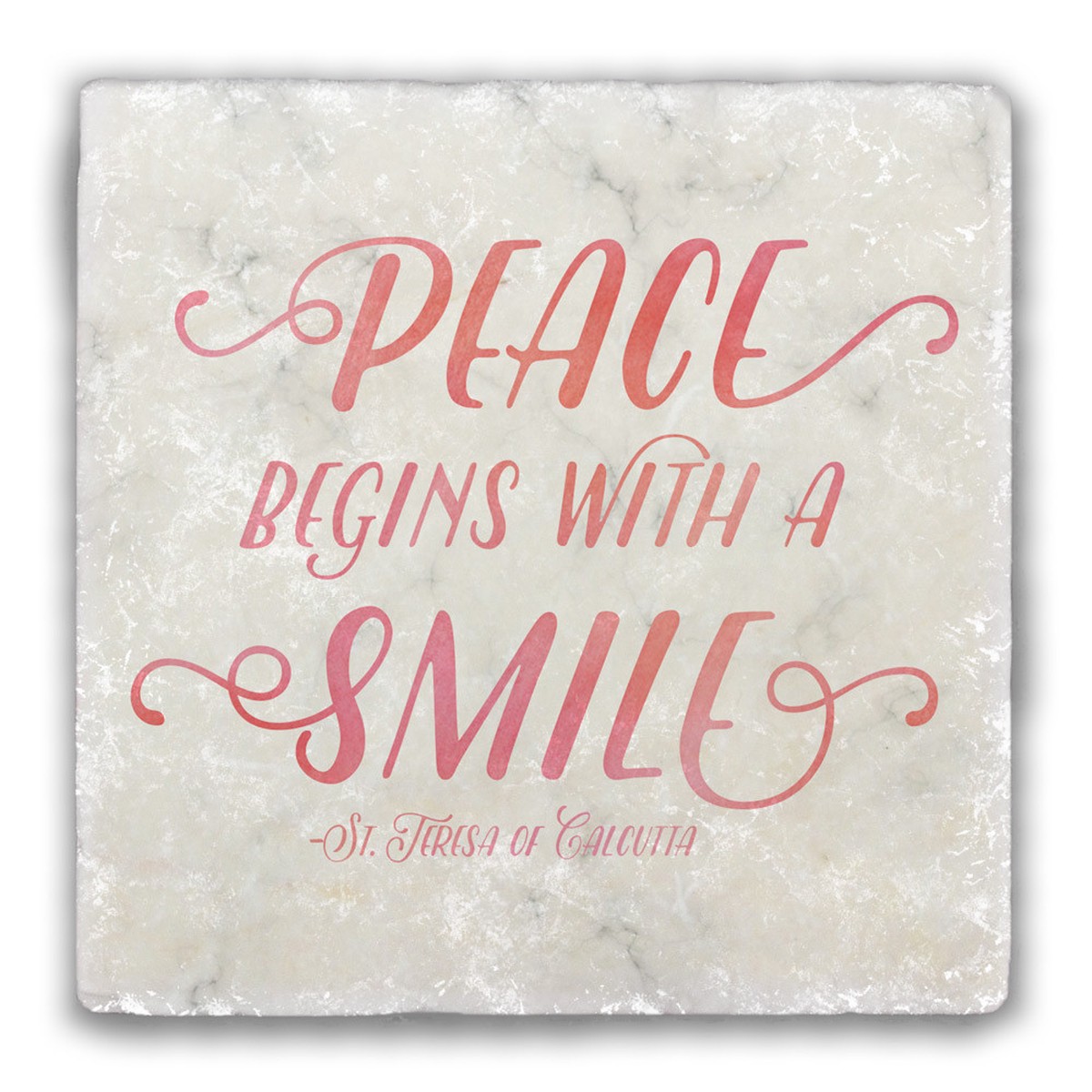 "Peace" Pink Tumbled Stone Tile