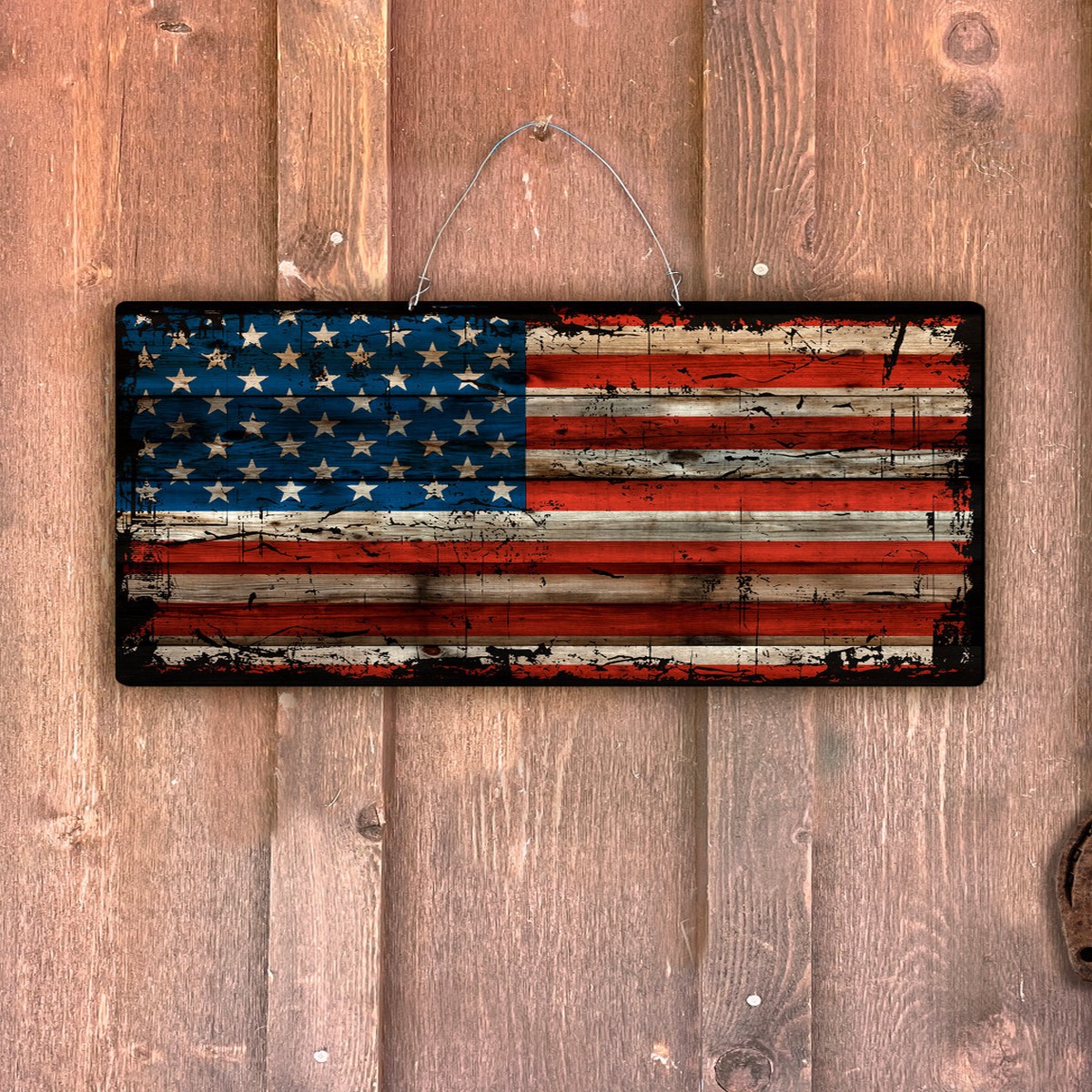Barnwood Flag Door Hanger