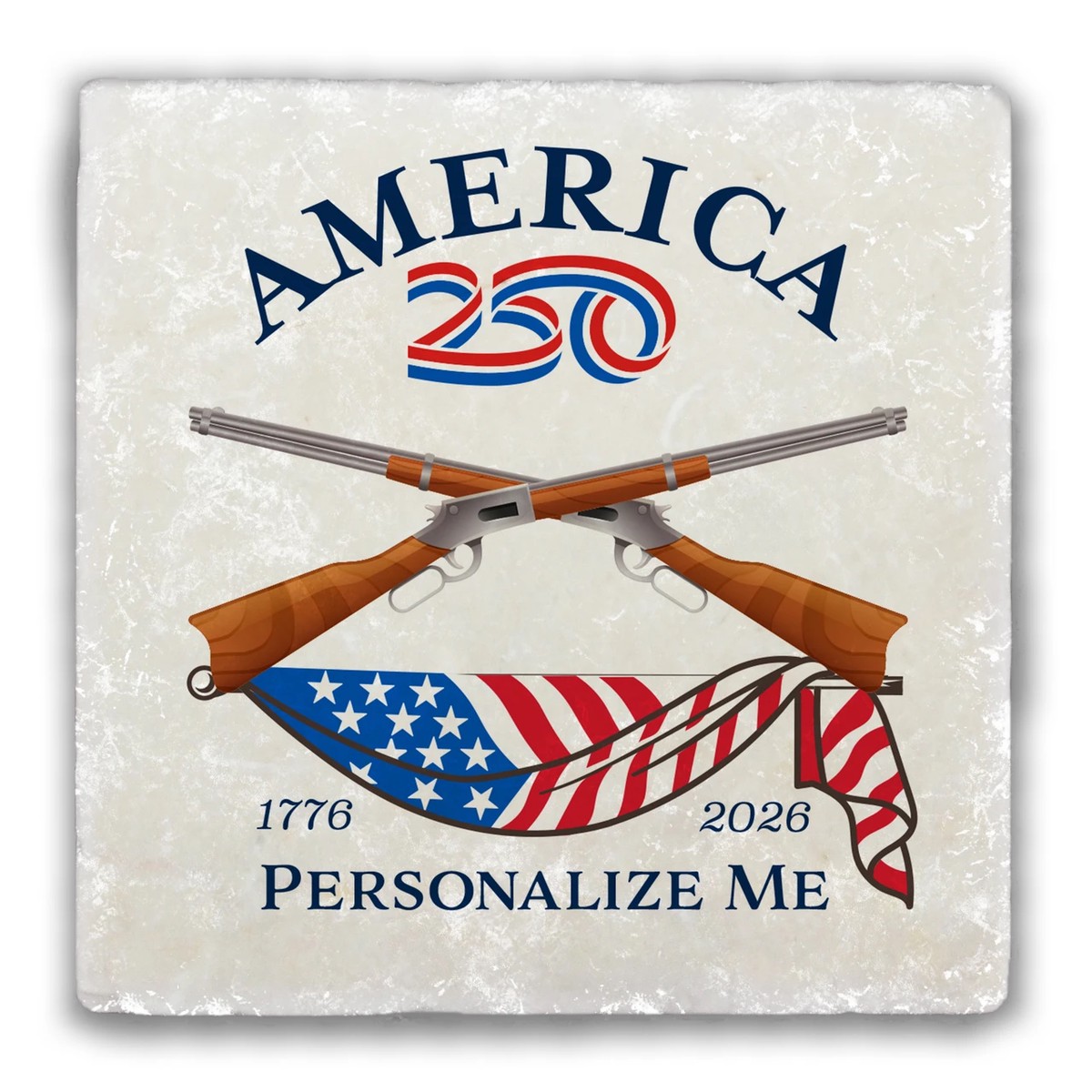 America250 Rifles Tumbled Stone Coaster 3